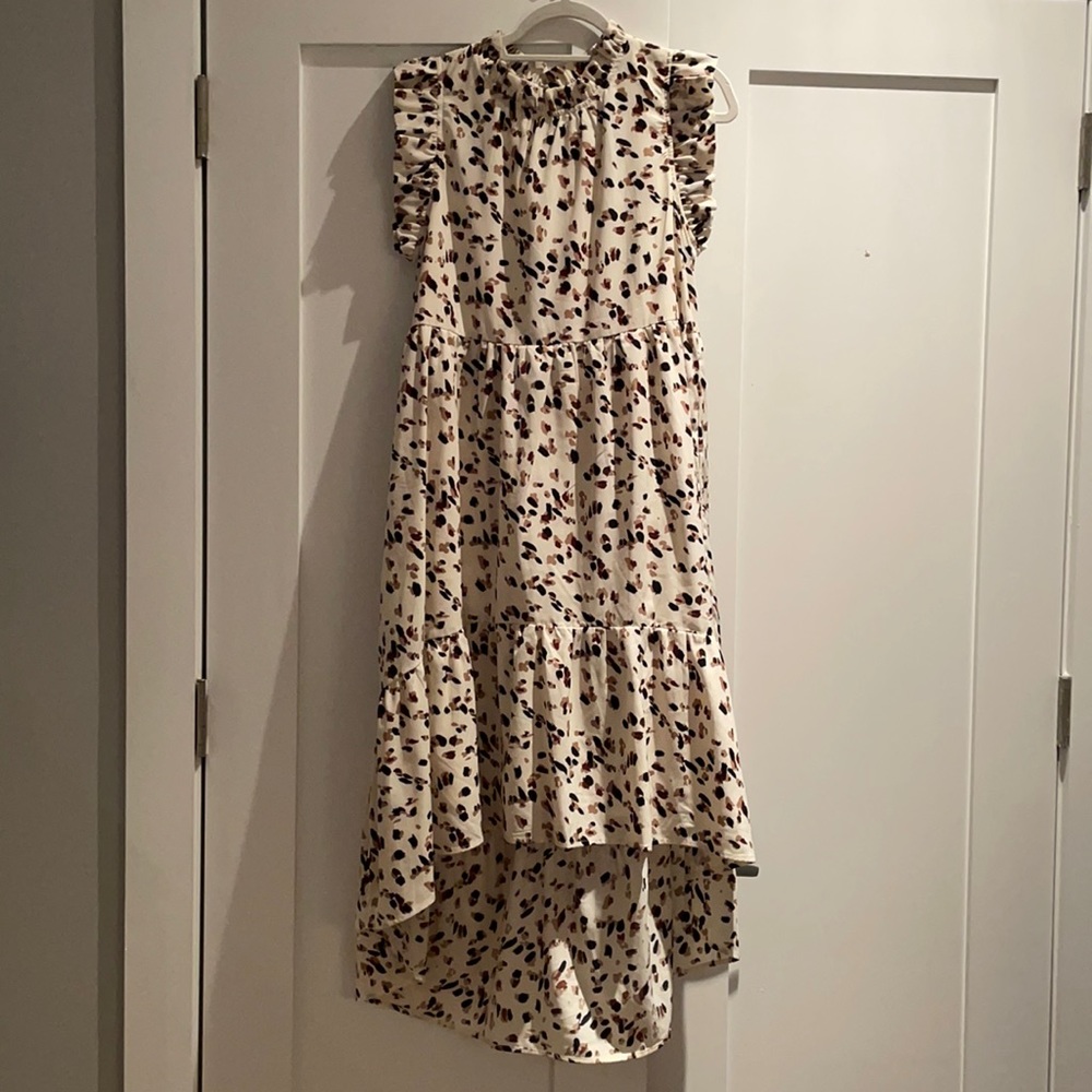 Karlie Leopard Print High Low Sleeveless Dress